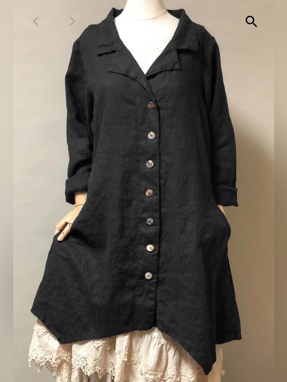 Heart’s Desire By Mary Grace Black Linen Iris Duster Lagenlook Cottagecore S